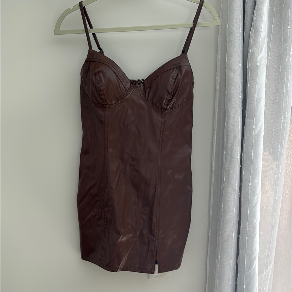 Windsor Chocolate Brown Faux Leather Bustier